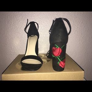 Charlotte Russe black suede open toe heel size 7